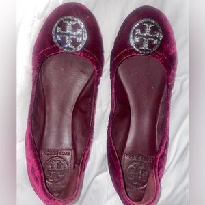 Tory Burch Velour Ballet Flats Faux Diamond Studded Size 7 - TB Dust Bag Incuded